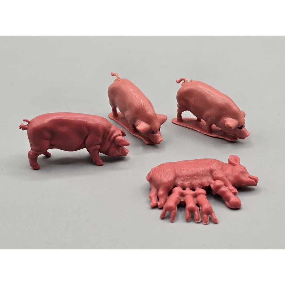 Vintage 60's/70's Plastic Miniature Pigs Figures/Farm Toys Lot Of 6